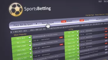 Screenshot of a sports betting website.